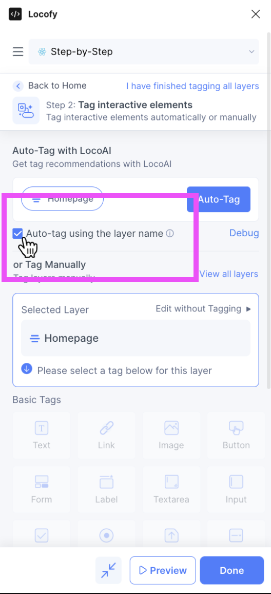 AutoTagging By Layer Name Locofy Docs